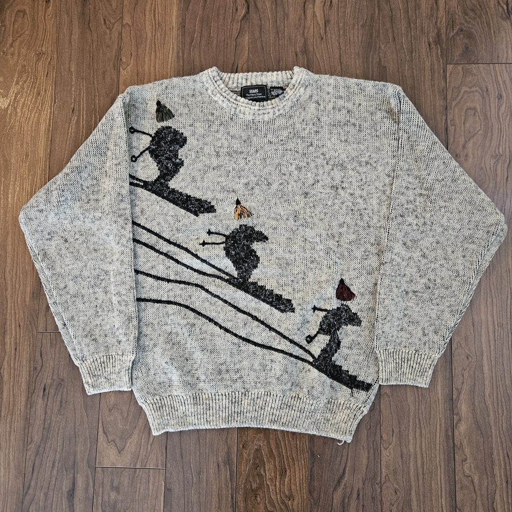 Vintage Sears Mens Store Sweater Mens Small Ski Graphic